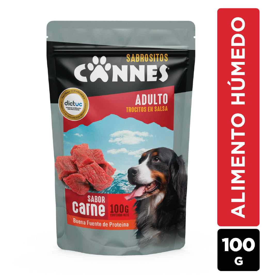 Pack X12 Alimento Húmedo Perro Cannes Sabor Carne 100g