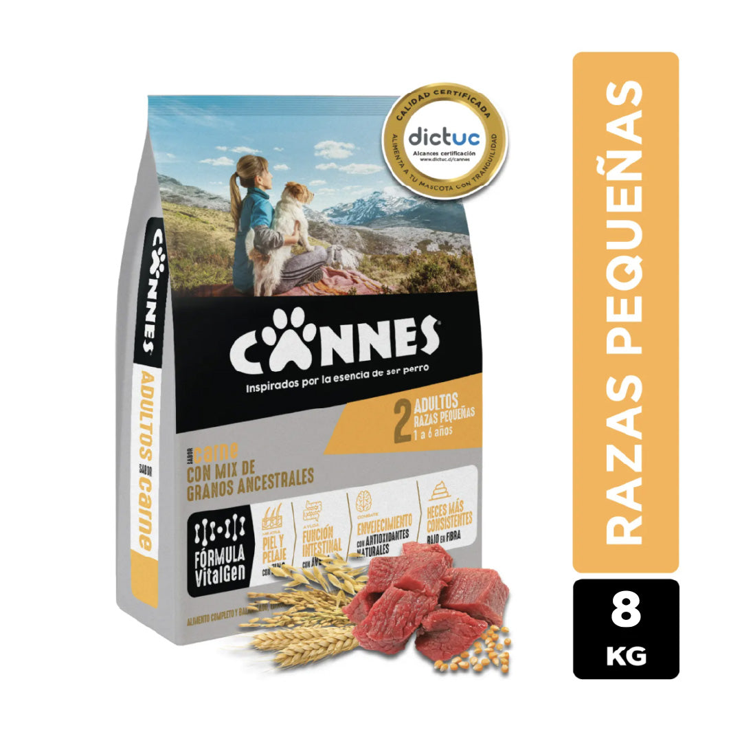 Alimento Perro Adulto Cannes Razas Pequeñas Carne y Cereales 8 kg