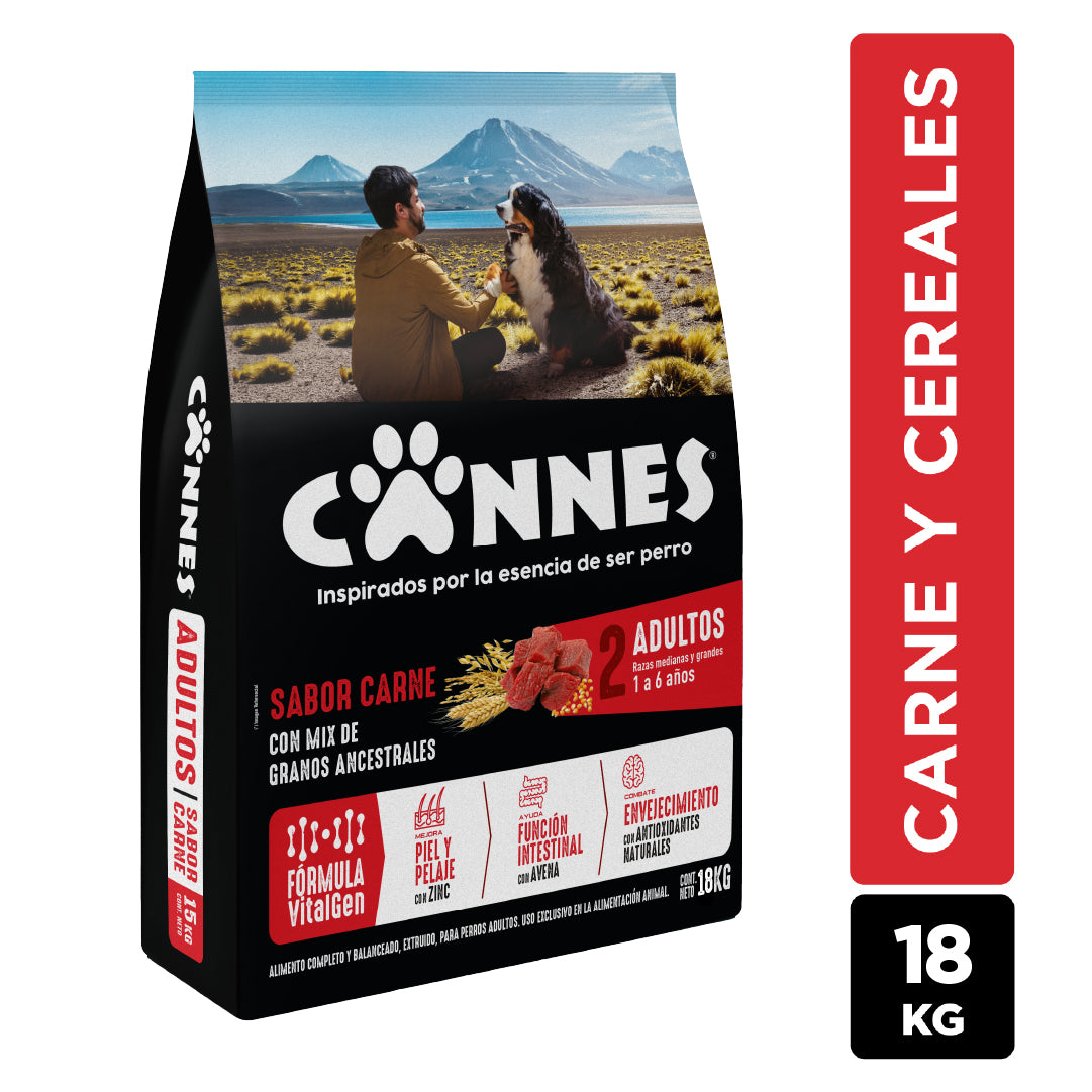 Alimento Perro Adulto Cannes Carne y Cereales 18 Kg