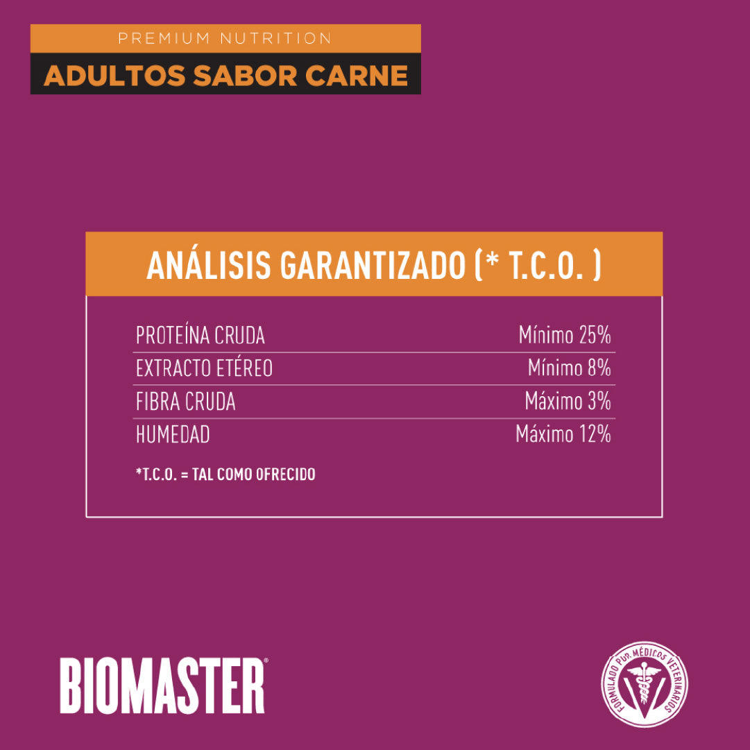 Alimento Premiuim Perro Adulto Biomaster Carne 15 Kg