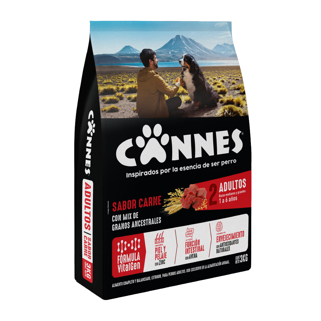 Alimento Perro Adulto Cannes Carne y Cereales 3 Kg