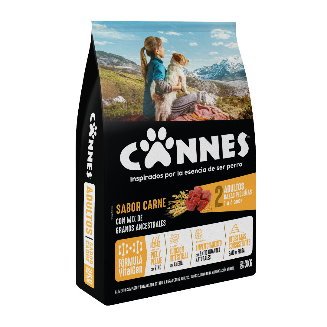 Alimento Perro Adulto Cannes Razas Pequeñas Carne y Cereales 3 kg