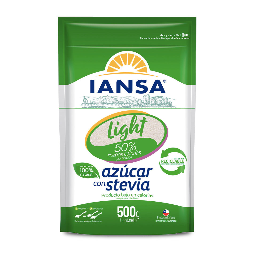 Azúcar Blanca Light Con Stevia 500 Gr