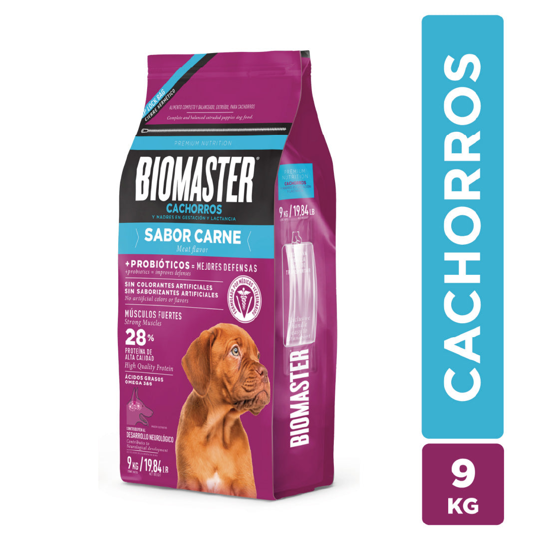 Alimento Premiuim Perro Cachorro Biomaster Carne 9 Kg