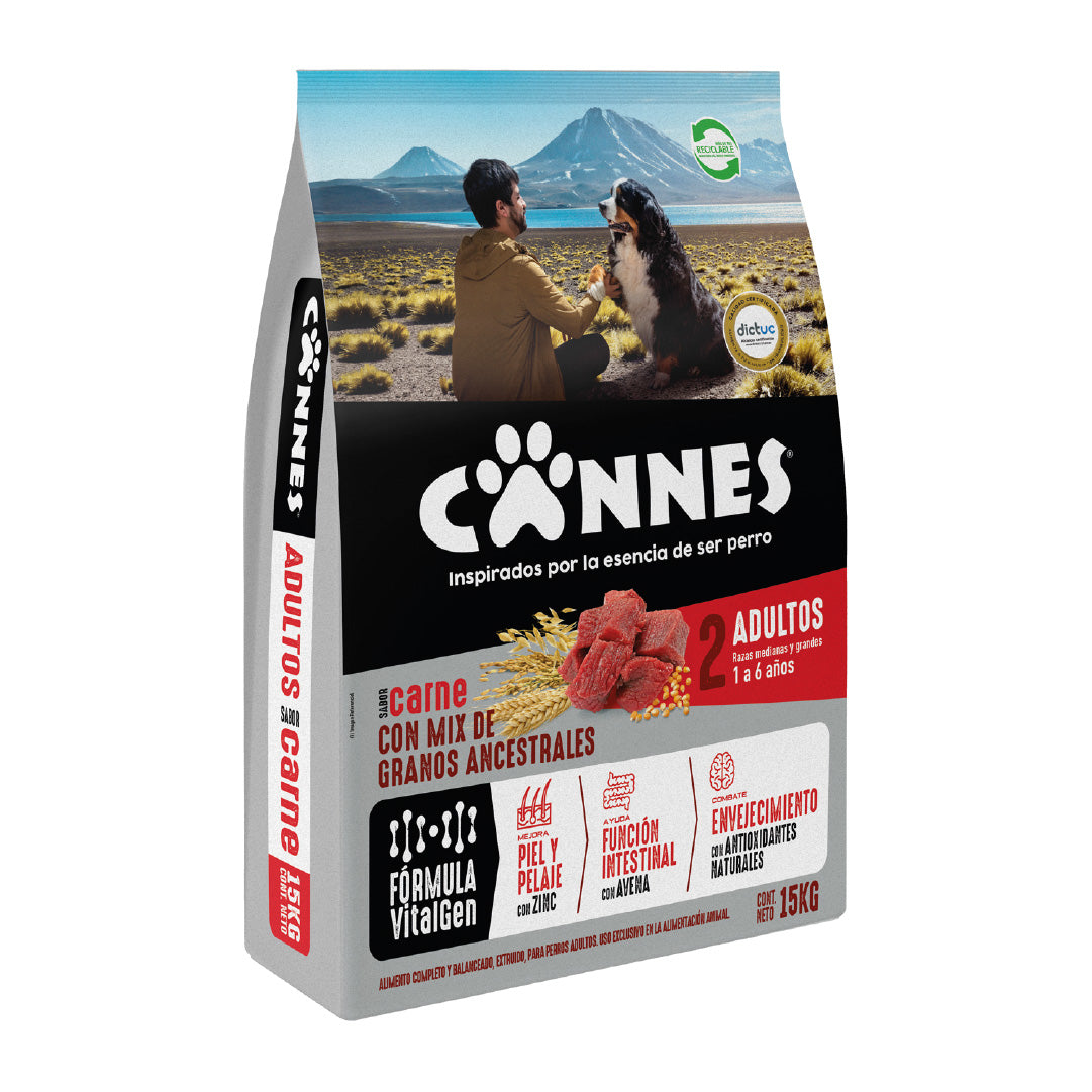 Alimento Perro Adulto Cannes Carne y Cereales 15 Kg