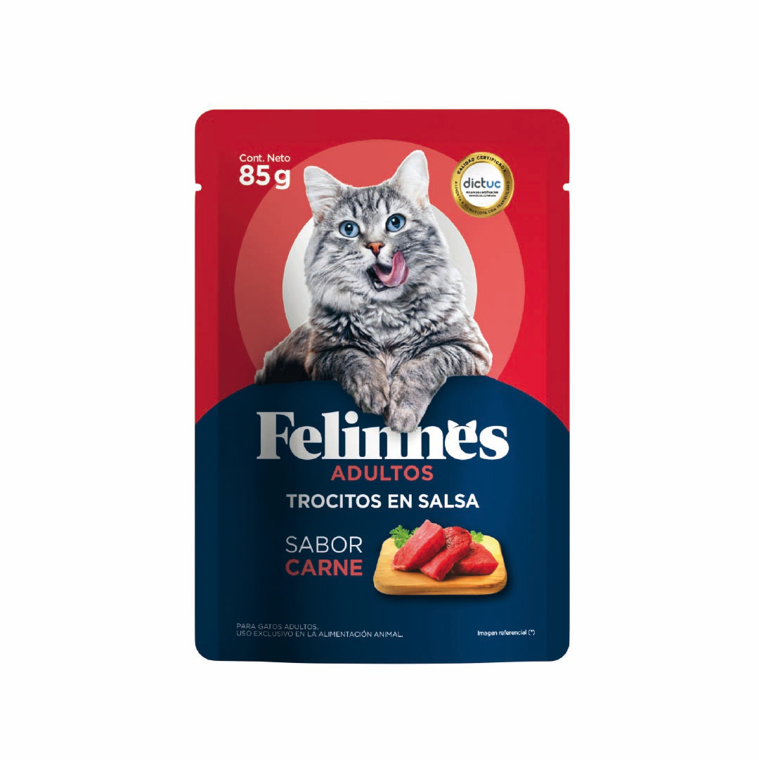 Pack 12 Alimento Húmedo Gato Húmedo Felinnes Carne 85 Gr