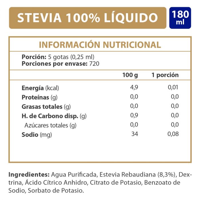 Endulzante 100% Stevia 180 Ml