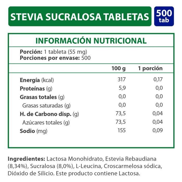 Endulzante Tabletas Stevia 500un