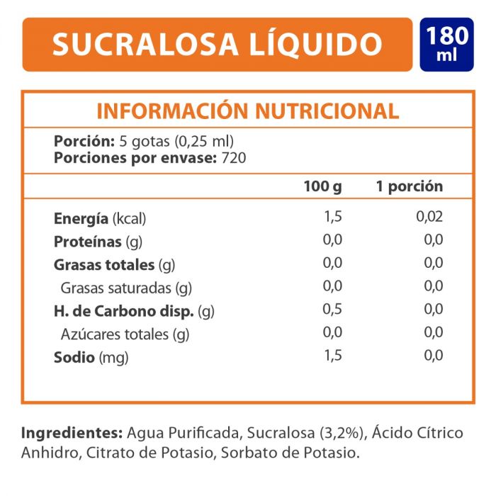 Endulzante Sucralosa 180 Ml