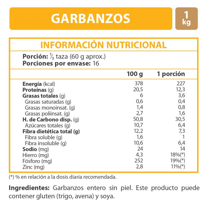 Garbanzos sin Piel 1 Kg