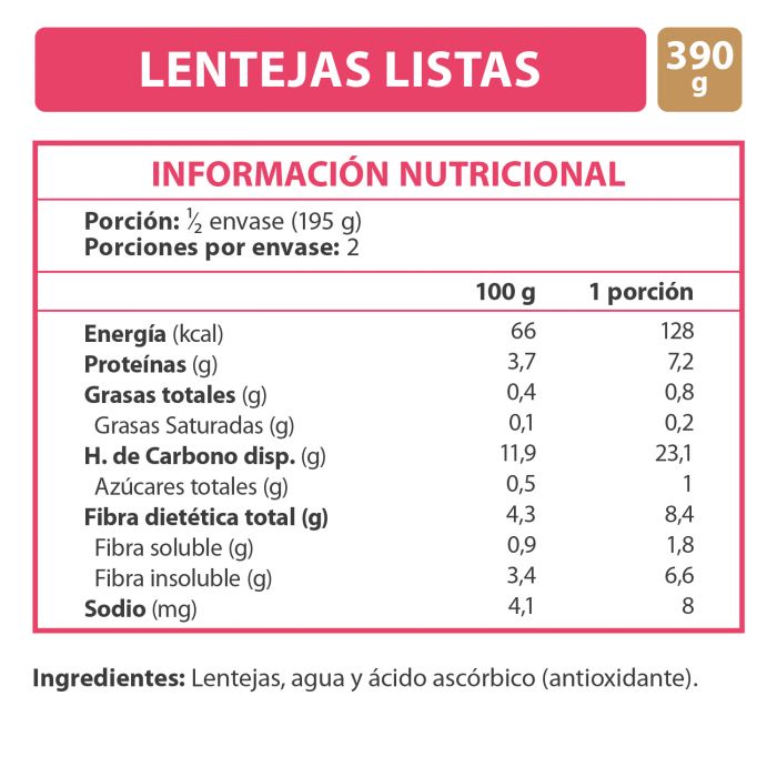 Lentejas Premium Listos 390 Gr