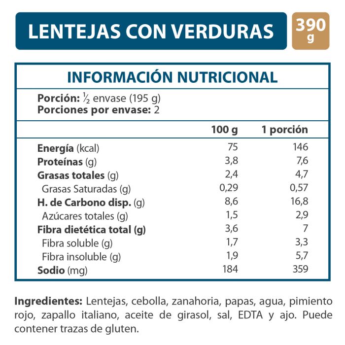 Lentejas con Verduras Listas 390g