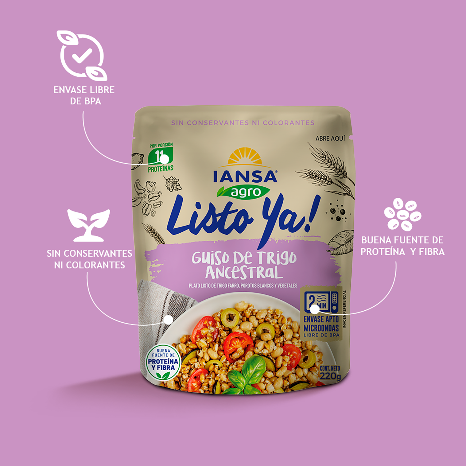 Plato Listo Ya! Guiso De Trigo Ancestral 220 Gr