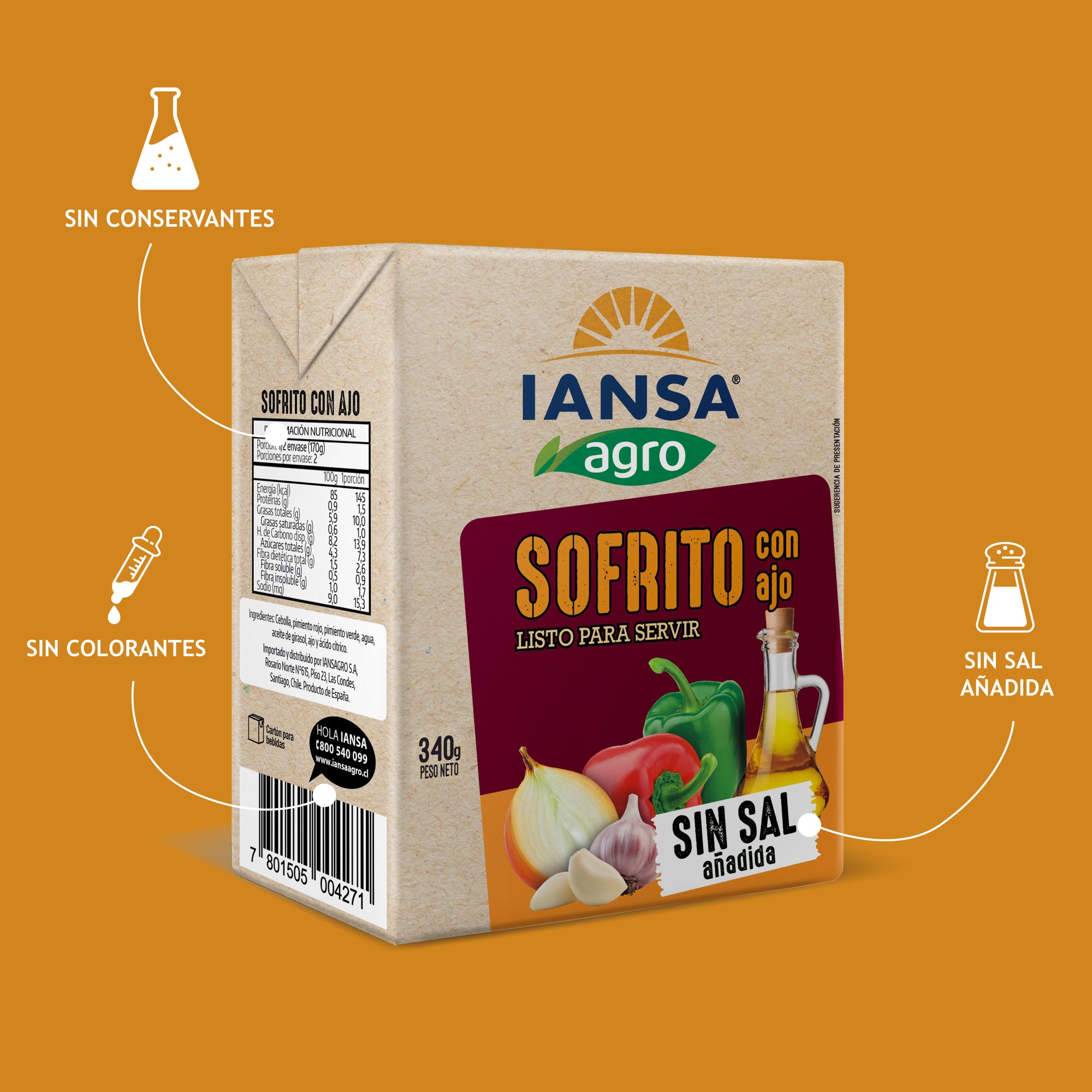 Sofrito con Ajo Listo Iansa Agro 340 Gr