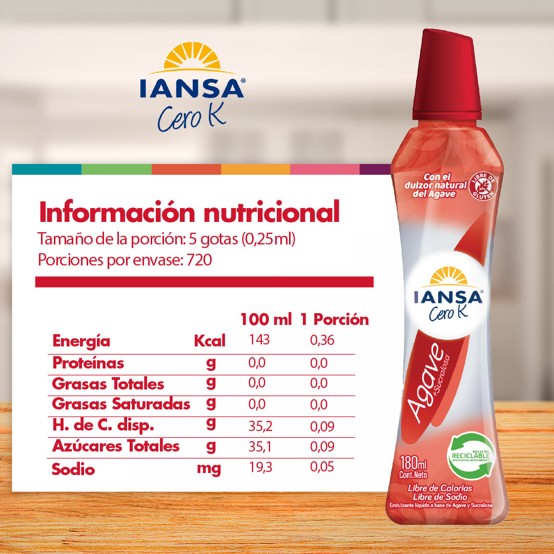 Endulzante Agave Sucralosa 180 Ml